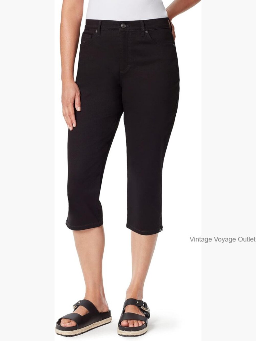 Capri Jeans - High Rise Stretch Cotton - 5 Pocket - 21" Inseam - Casual